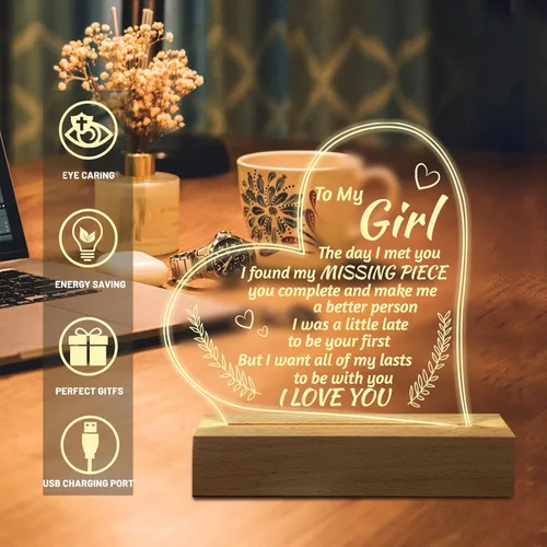 Miniatura 5 de Regalos románticos para novia, para mi novia, luz nocturna grabada, regalos "I Love You" para ella, lindos regalos de aniversario de cumpleaños