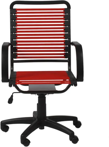 Euro Style Bungie Silla de oficina plana con respaldo alto | Inclinación de dos cerraduras con giro de 360° | Altura ajustable | Adecuado para Rojo