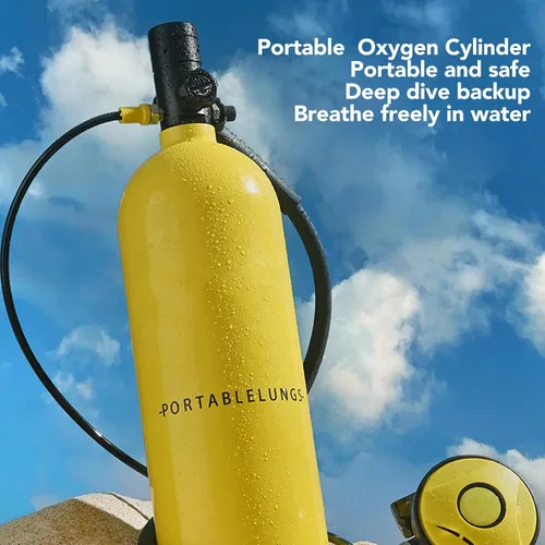 Miniatura 3 de Mini respirador de respiración de buceo portátil, equipo de buceo, tanque de cilindro de oxígeno, 2L X5000 Pro, adaptador de tubo de doble correa