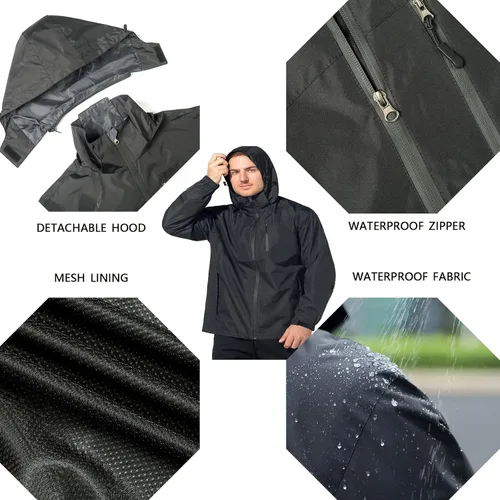 Miniatura 3 de Chaquetas impermeables ligeras con capucha desmontable para hombre