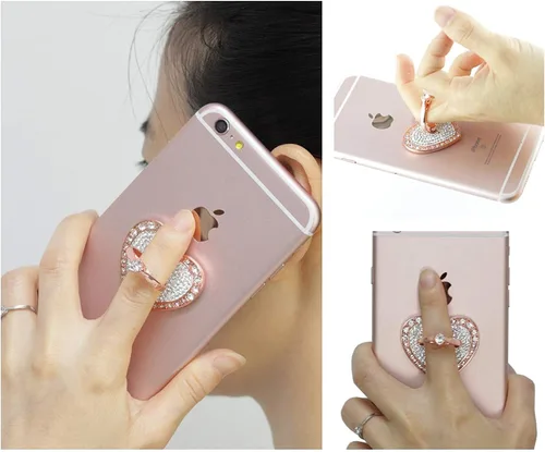 Miniatura 3 de Soporte de anillo para teléfono celular, rotación de 360°, agarre de anillo de dedo de metal con diamante para iPhone, iPod, iPad, Samsung Galaxy