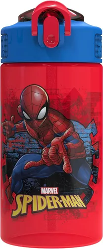 Miniatura 14 de Zak Designs Marvel Spider-Man - Botella de agua para la escuela o viajes, botella de agua de plástico duradero de 25 onzas con popote, asa y tapa