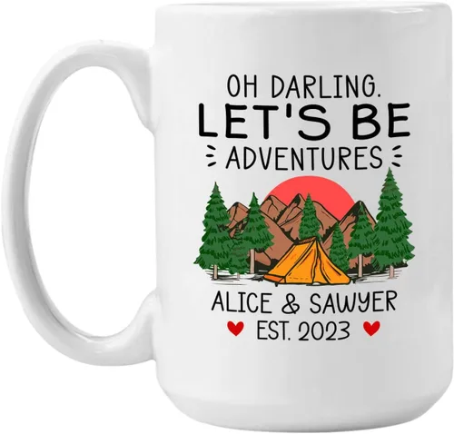 Miniatura 7 de Taza personalizada de fogata – 11 oz y 15 onzas, nombre personalizado, diseños de aventura y montaña, perfecta para campistas y viajeros