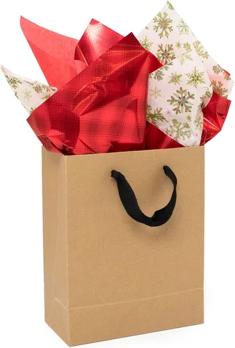 Miniatura 5 de K-Kraft Paquete a granel de papel de seda de Navidad sin arrugas, 160 hojas de diseños clásicos navideños para envolver regalos, manualidades y Multi