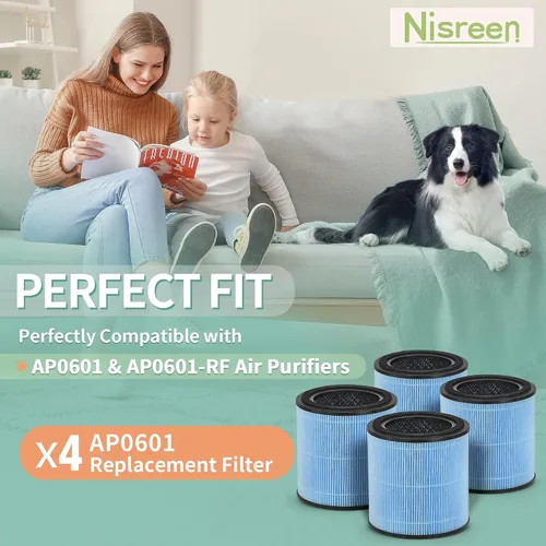 Miniatura 2 de Paquete de 4 filtros de repuesto AP0601 True HEPA, compatible con AP0601/AP0601-RF Air Pu-rifier, con filtro H13 True HEPA y filtración 4 en 1