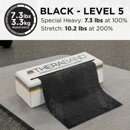 Miniatura 3 de THERABAND Bandas de resistencia, rollo de 6 yardas, elásticas de látex profesional para ejercicio superior e inferior del cuerpo y del torso
