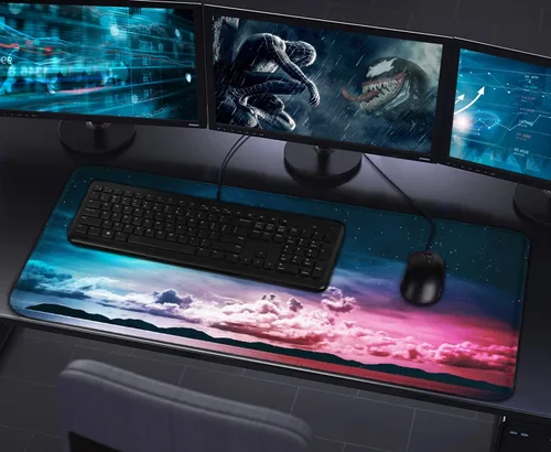 Miniatura 7 de Alfombrilla de mouse grande para juegos, 31.5 x 15.7 x 0.12 pulgadas, alfombrilla de mouse extendida, antideslizante, resistente a derrames