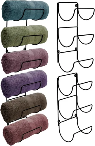 Miniatura 8 de Sorbus Toallero para pared de baño, 6 niveles para colgar toallas de baño, toallas de baño, ropa de cama, estantes negros para baño, spa, salón