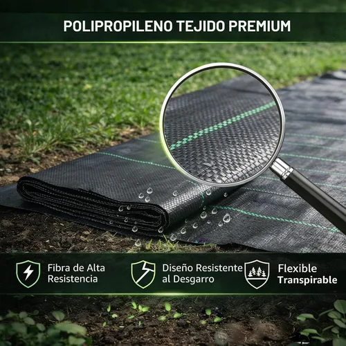 Miniatura 3 de Tela de paisaje resistente de barrera de malezas, cubierta de suelo geotextil tejida, alfombrilla de control de malezas prémium para camas