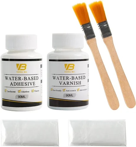 Miniatura 9 de Kit de adhesivo dorado, hojas de oro, pintura de lámina dorada para arte artesanal, resina epoxi, vidrio, uso en madera