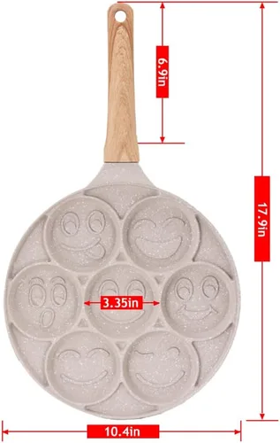 Miniatura 6 de Molde de inducción para panqueques para niños, molde para panqueques, mini panqueques, antiadherente, 7 agujeros, cara sonriente, molde para Blanco