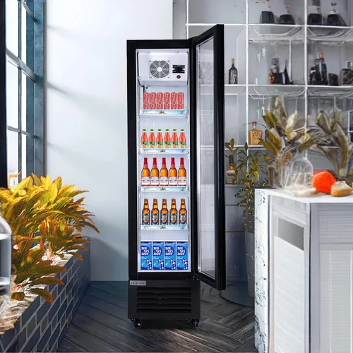 Miniatura 3 de Refrigerador comercial de bebidas, refrigerador de 6 pies cúbicos, pequeño y delgado con puerta de vidrio individual, enfriador de bebidas