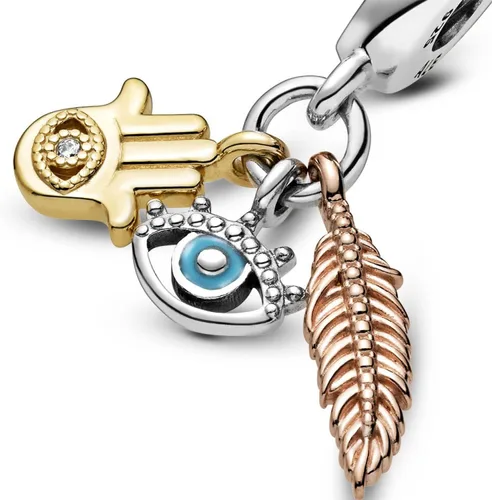 Miniatura 3 de Pandora Hamsa, dije colgante de espiritualidad de ojos y plumas que todo lo ve