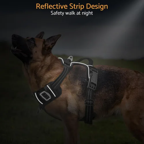 Miniatura 8 de Arnés ajustable sin tirones para perros grandes, 2 clips para correa, reflectante, sin estrangulamiento, chaleco acolchado suave con malla