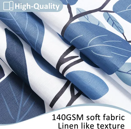 Miniatura 4 de BOODII Cortinas de ducha azul de eucalipto para baño, diseño floral, hojas de acuarela en la parte superior, cortina botánica de naturaleza, tela