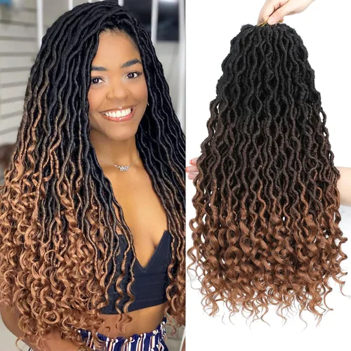 Miniatura 29 de Karida Rastas de cabello sintético de ganchillo de 18 pulgadas, 8 paquetes de cabello de ganchillo preanudado de diosa, rastas sintéticas onduladas