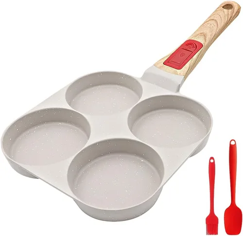 RANX INGST Sartén para huevos de inducción, sartén antiadherente para panqueques de 4 tazas con mango desmontable, sartén para hamburguesas, sartén
