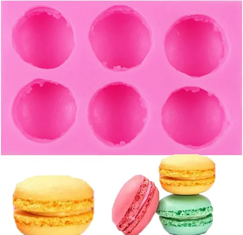 Miniatura 5 de Molde de silicona para macarrón de 6 agujeros, suministros de molde para hornear chocolate (color aleatorio)