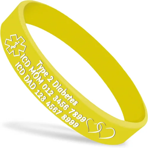 Miniatura 9 de Pulseras de silicona de alerta médica personalizadas, pulseras de identificación médica, pulseras de emergencia deportivas personalizadas para Blanco