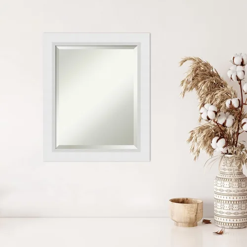 Miniatura 5 de Amanti Art Espejo de pared blanco de 24 x 20 pulgadas, espejo de baño rectangular blanco blanco para decoración de pared de sala de estar, marco