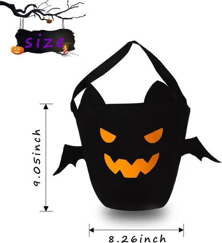 Miniatura 3 de Cubo de Halloween para truco o trato para niños, cesta espeluznante de murciélagos y caramelos, multiusos, portátil, reutilizable, cubo de golosinas