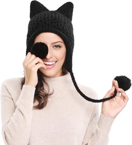 Miniatura 4 de Bellady Gorro de punto con diseño de orejas de gato