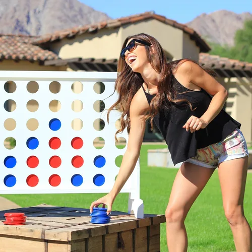 Miniatura 3 de GoSports Juego Gigante de Madera 4 en Raya de 3 Pies de Ancho - Elige Acabado Blanco u Oscuro - Jumbo 4 en Raya Diversión Familiar con Fichas