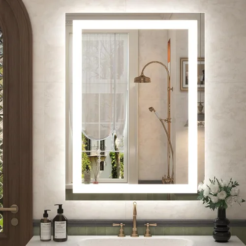 Miniatura 18 de 40x32 Espejo LED inteligente para baño, espejo de tocador regulable con luces, espejo de maquillaje retroiluminado y frontal para pared, antivaho