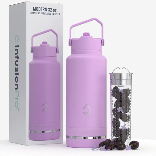 Miniatura 14 de Infusion Pro Botella de agua con infusor de frutas, acero inoxidable aislado al vacío (20 onzas), libro electrónico de recetas de infusión de Lagoon
