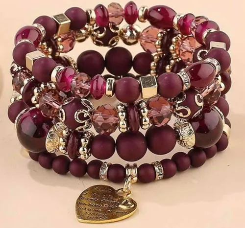 Miniatura 2 de Pulseras apilables de cuentas para mujer, estilo retro, con borlas de varias capas, de colores mixtos, juego de pulseras de cuentas tejidas