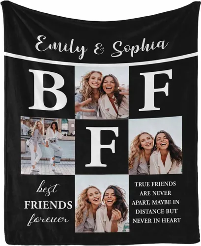 Miniatura 30 de InterestPrint Manta de forro polar suave con memoria personalizada para mejor amiga, personalizada con imágenes y texto para la graduación de tu