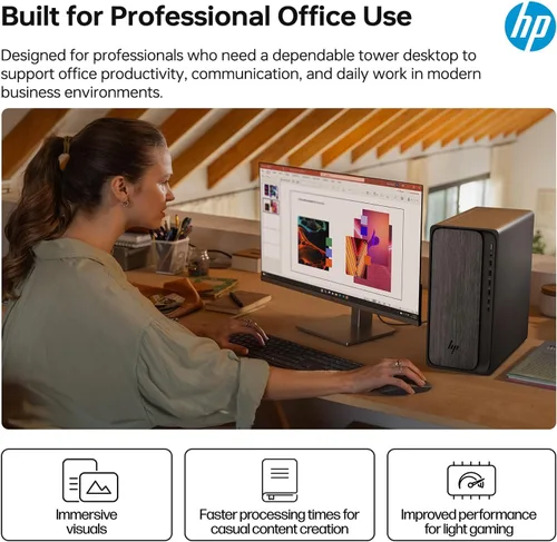 Miniatura 3 de HP OmniDesk M02 Tower Desktop para uso doméstico y oficina, AMD Ryzen 7 8700G Rendimiento para productividad, 16 GB DDR5 RAM, 1 TB SSD, Windows 11