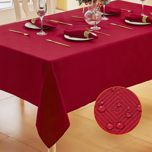 Miniatura 13 de Mantel rectangular de lino texturizado impermeable y sin arrugas, mantel de granja resistente a las manchas, mantel decorativo de tela para mesa