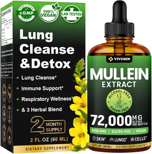 vivcmin Gotas de gordolobo para pulmones con regaliz y astrágalo, apoyo respiratorio e inmunológico, desintoxicación pulmonar para fumadores
