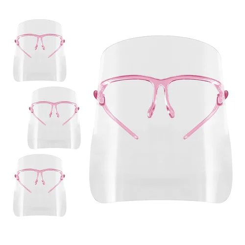 TCP Global Salon World Protectores Faciales de Seguridad con Marcos de Gafas Rosas (Paquete de 4) - Protectores Faciales Completos Ultra