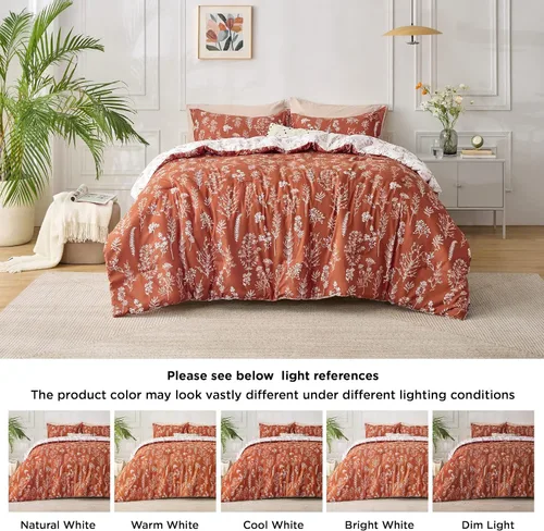 Miniatura 9 de Bedsure - Juego de edredón de tamaño California king, 3 piezas, bonito, con estampado floral, 1 suave edredón reversible con diseño botánico de 10
