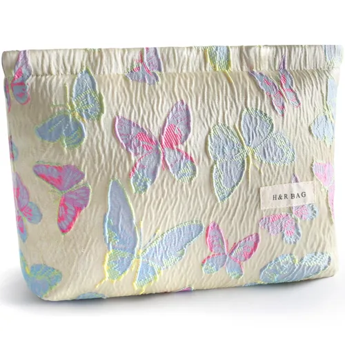 Miniatura 26 de Bolsa de maquillaje de flores para mujer, bonita bolsa de maquillaje para bolso, bolsa de cosméticos con cremallera, bolsa de cosméticos de lona