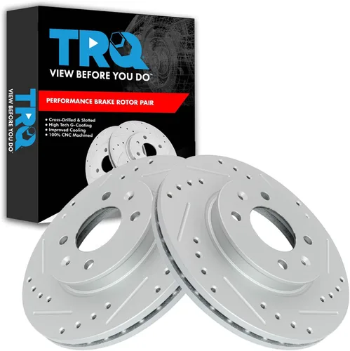 Miniatura 160 de TRQ Juego de rotores de freno de rendimiento trasero con revestimiento G premium compatible con Mazda 6 2014-2021
