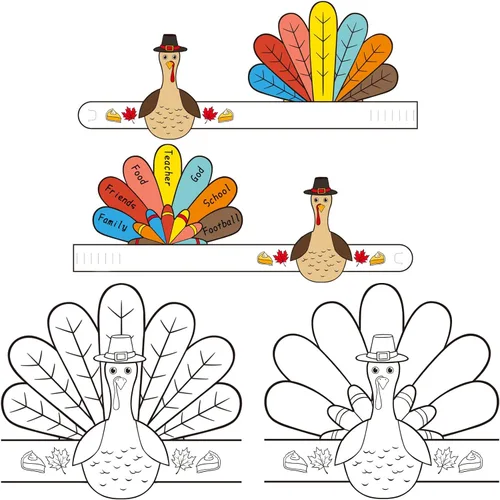 Gatherfun Decoración de fiesta escolar de otoño, 12 diademas de papel de Acción de Gracias de otoño, colorea tu propia diadema de actividades de