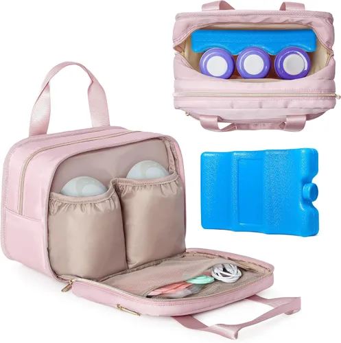 Miniatura 10 de Fasrom Bolsa de extractor de leche portátil con enfriador y bolsa de hielo compatible con bombas Momcozy Medela y Elvie, funda de transporte de Negro