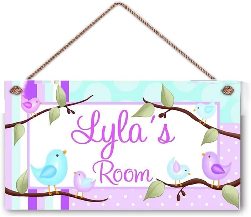 Miniatura 19 de Cartel de animales de la selva para niños, nombre personalizado, letrero de plástico de montaje en pared de 5 x 12.5 pulgadas, estilo moderno
