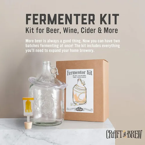Miniatura 4 de Craft A Brew - Jarra de fermentación 1 paquete - Para elaboración casera - Incluye jarras fermentadoras de vidrio de 1 galón, esclusas y tapón