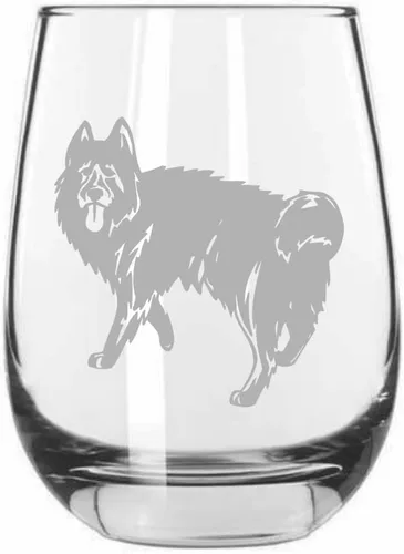 Miniatura 133 de Sakhalin Husky Dog - Copa de vino grabada personalizada de 15.25 onzas sin tallo