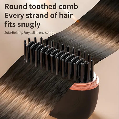 Miniatura 3 de Yaslayp Glambrushs Plancha de Pelo Mini, Cepillo Alisador de Pelo Recargable Inalámbrico Portátil, Control de Temperatura de 3 Velocidades, Plancha