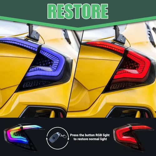 Miniatura 7 de letsdate Luces traseras LED para Honda Civic Sedan 2016-2021, montaje de luces traseras RGB para Honda Civic de 10ª generación con señal de giro