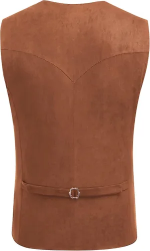 Miniatura 4 de COOFANDY Chaleco de traje de cuero de gamuza para hombre, chaleco occidental casual, chaleco ajustado