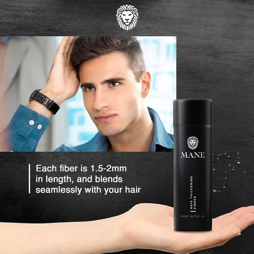 Miniatura 4 de Mane Fibras de construcción del cabello para mujeres y hombres, para cabello fino y delgado, peinado más grueso y completo, oculta las manchas Negro