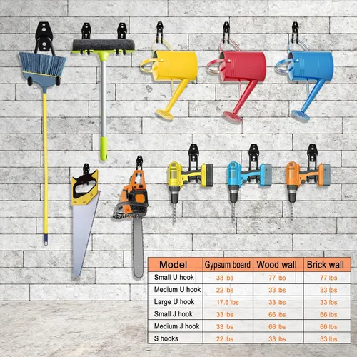 Miniatura 7 de HUPBIPY Paquete de 26 ganchos de garaje resistentes de acero utilitario con revestimiento antideslizante para montaje en pared, organizador