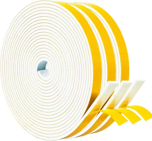 Miniatura 16 de Yotache Burlete fino blanco de 1/2 pulgadas x 1/16, cinta de sellado de junta de espuma para ventana, jamba de puerta corredera, altavoz, tablero