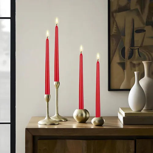 Miniatura 5 de Mega Candles 12 velas cónicas rojas sin perfume, velas de cera vertida a mano de 10 x 7/8 pulgadas, decoración del hogar, recepciones de boda, Rojo